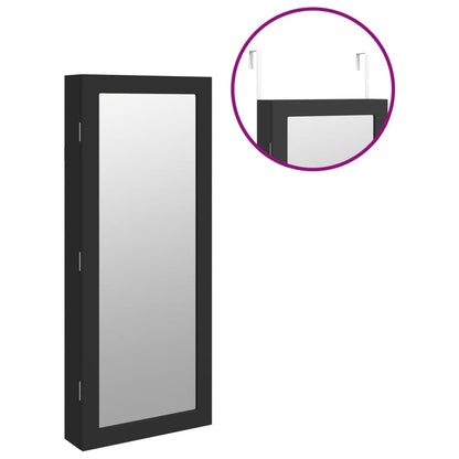 vidaXL Mirror Jewellery Cabinet with LED Lights Wall Mounted Black