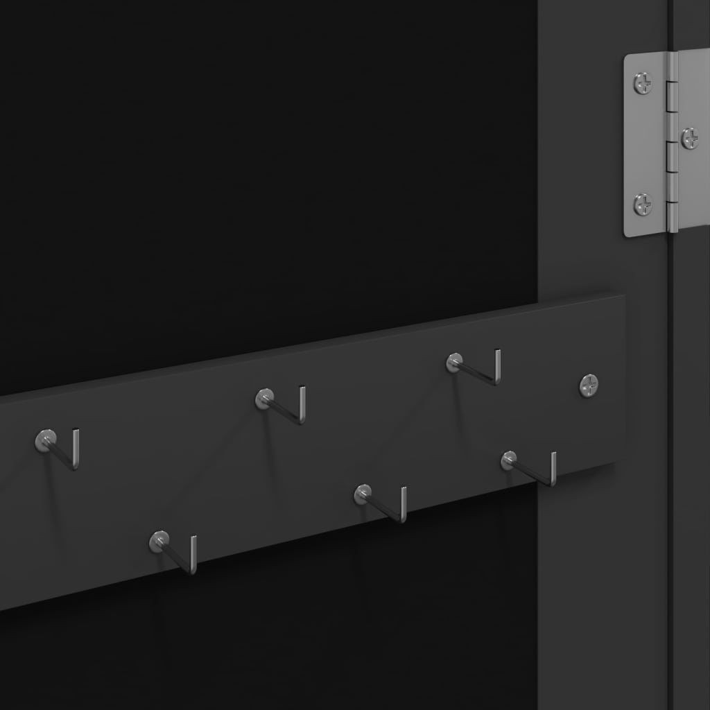 vidaXL Mirror Jewellery Cabinet with LED Lights Wall Mounted Black