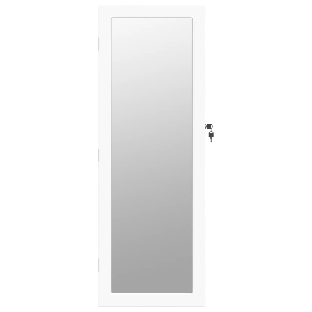 vidaXL Mirror Jewellery Cabinet with LED Lights Wall Mounted White
