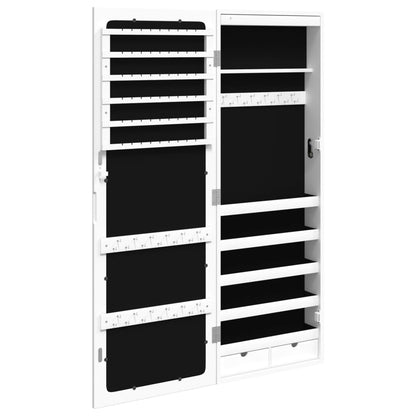 vidaXL Mirror Jewellery Cabinet with LED Lights Wall Mounted White