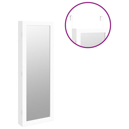 vidaXL Mirror Jewellery Cabinet with LED Lights Wall Mounted White