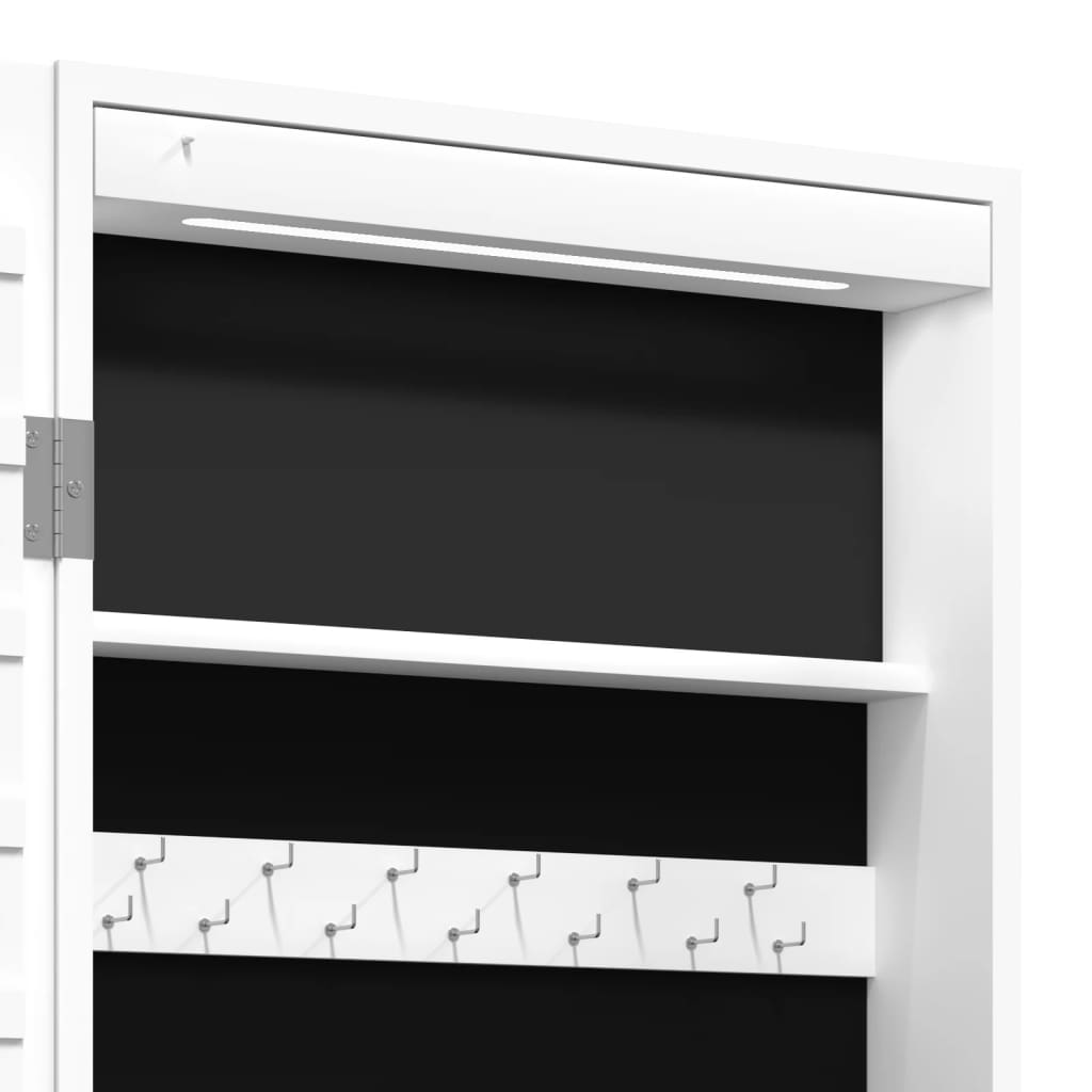 vidaXL Mirror Jewellery Cabinet with LED Lights Wall Mounted White