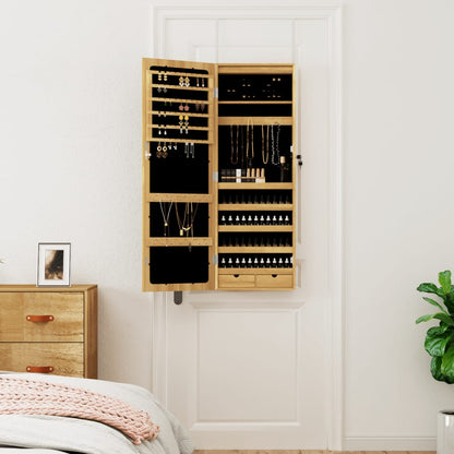 vidaXL Mirror Jewellery Cabinet with LED Lights Wall Mounted