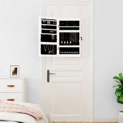 vidaXL Mirror Jewellery Cabinet with LED Lights Wall Mounted White