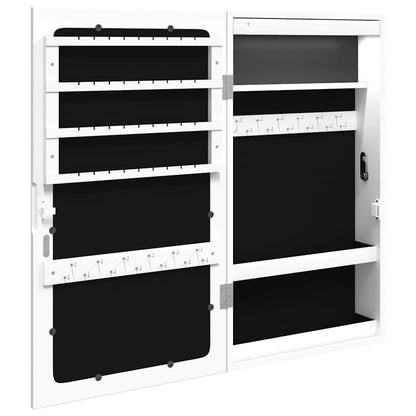 vidaXL Mirror Jewellery Cabinet with LED Lights Wall Mounted White