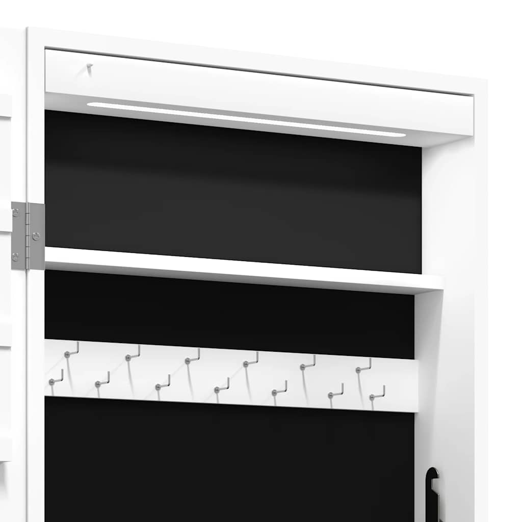 vidaXL Mirror Jewellery Cabinet with LED Lights Wall Mounted White