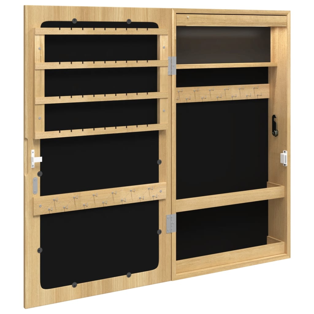 vidaXL Mirror Jewellery Cabinet with LED Lights Wall Mounted
