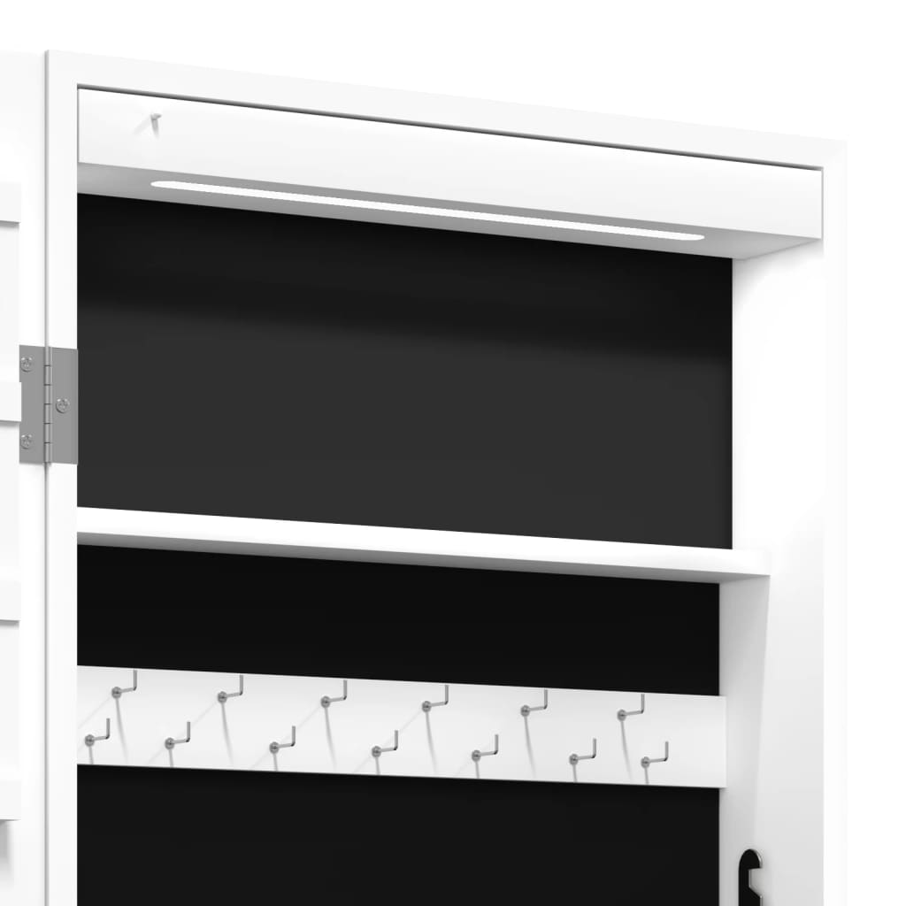 vidaXL Mirror Jewellery Cabinet with LED Lights Wall Mounted White