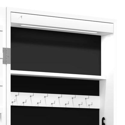 vidaXL Mirror Jewellery Cabinet with LED Lights Wall Mounted White