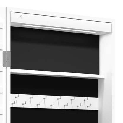 vidaXL Mirror Jewellery Cabinet with LED Lights Wall Mounted White