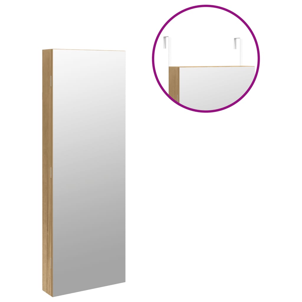 vidaXL Mirror Jewellery Cabinet with LED Lights Wall Mounted