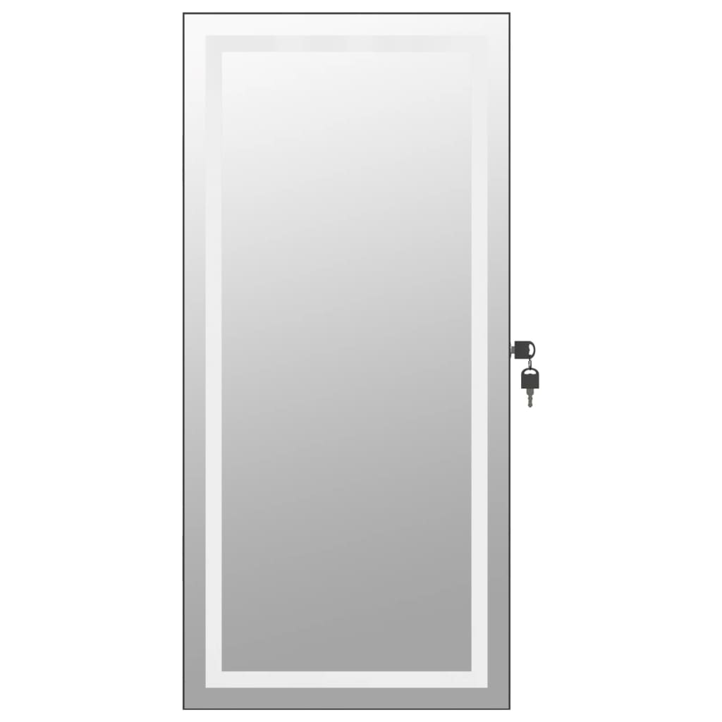 vidaXL Mirror Jewellery Cabinet with LED Lights Wall Mounted Black