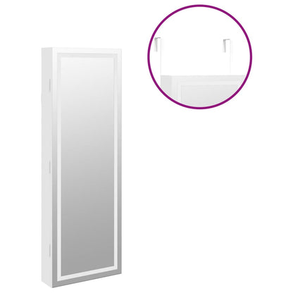 vidaXL Mirror Jewellery Cabinet with LED Lights Wall Mounted White