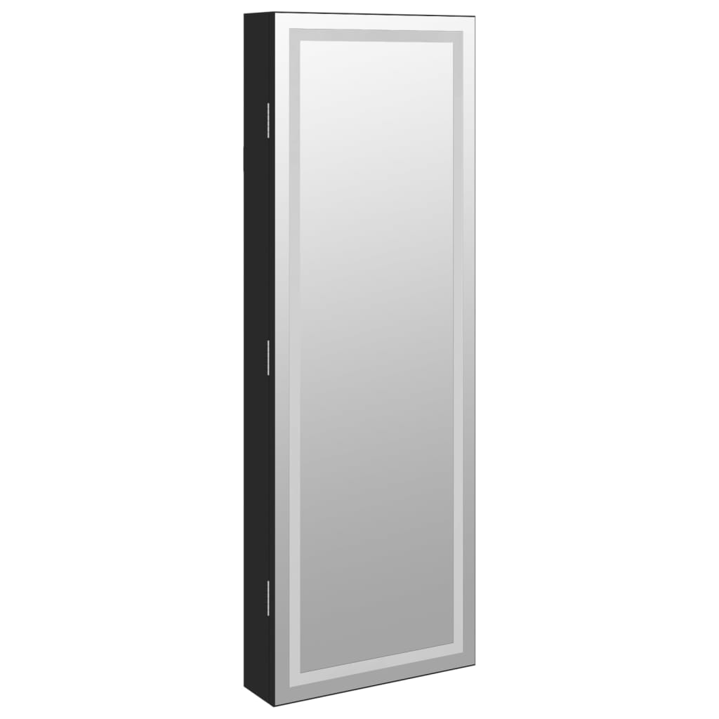 vidaXL Mirror Jewellery Cabinet with LED Lights Wall Mounted Black