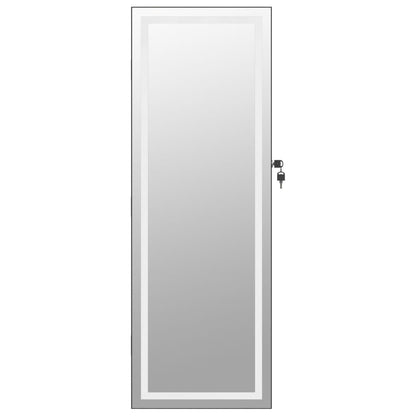 vidaXL Mirror Jewellery Cabinet with LED Lights Wall Mounted Black
