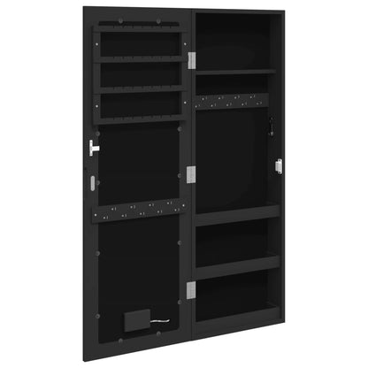 vidaXL Mirror Jewellery Cabinet with LED Lights Wall Mounted Black