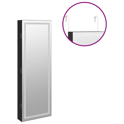 vidaXL Mirror Jewellery Cabinet with LED Lights Wall Mounted Black