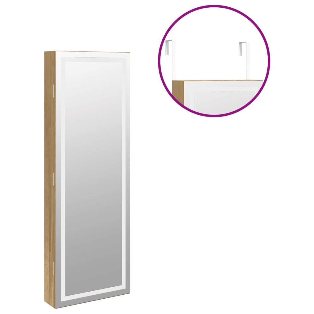 vidaXL Mirror Jewellery Cabinet with LED Lights Wall Mounted