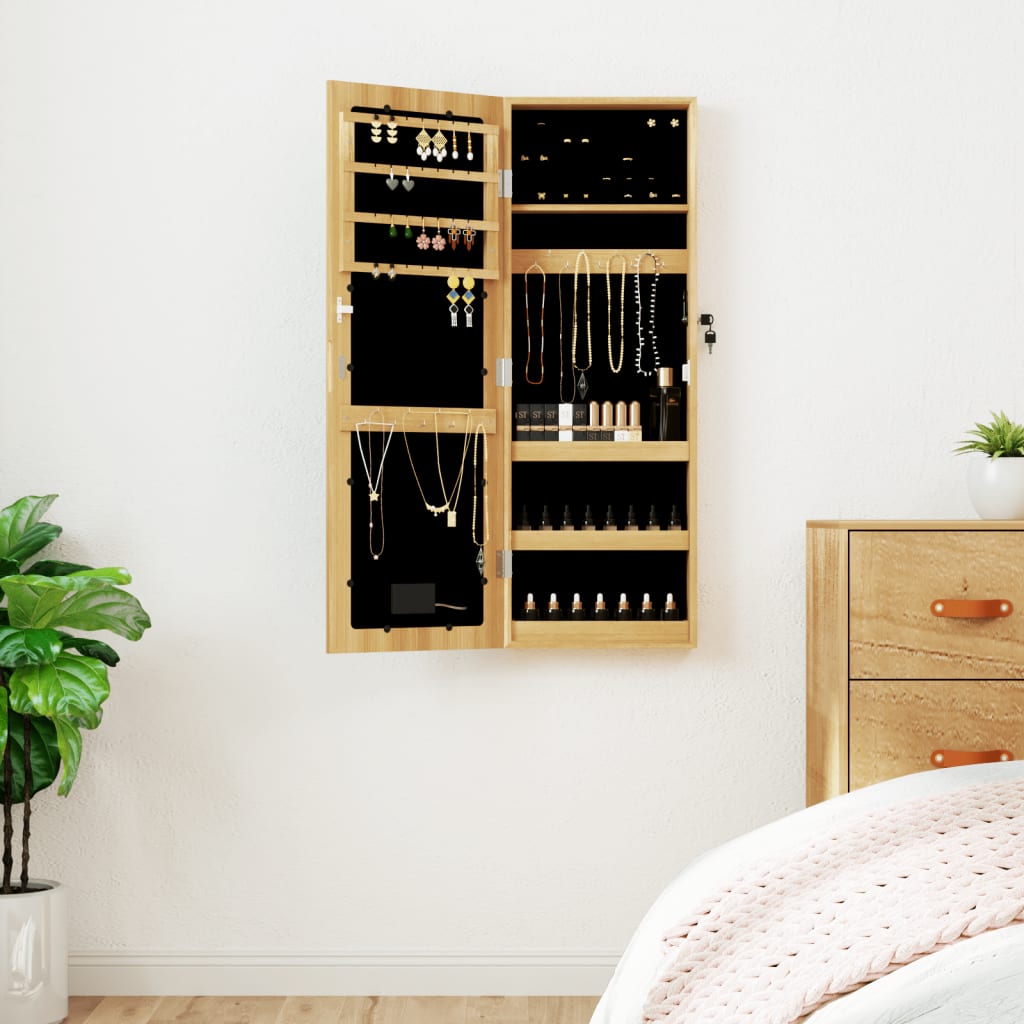 vidaXL Mirror Jewellery Cabinet with LED Lights Wall Mounted