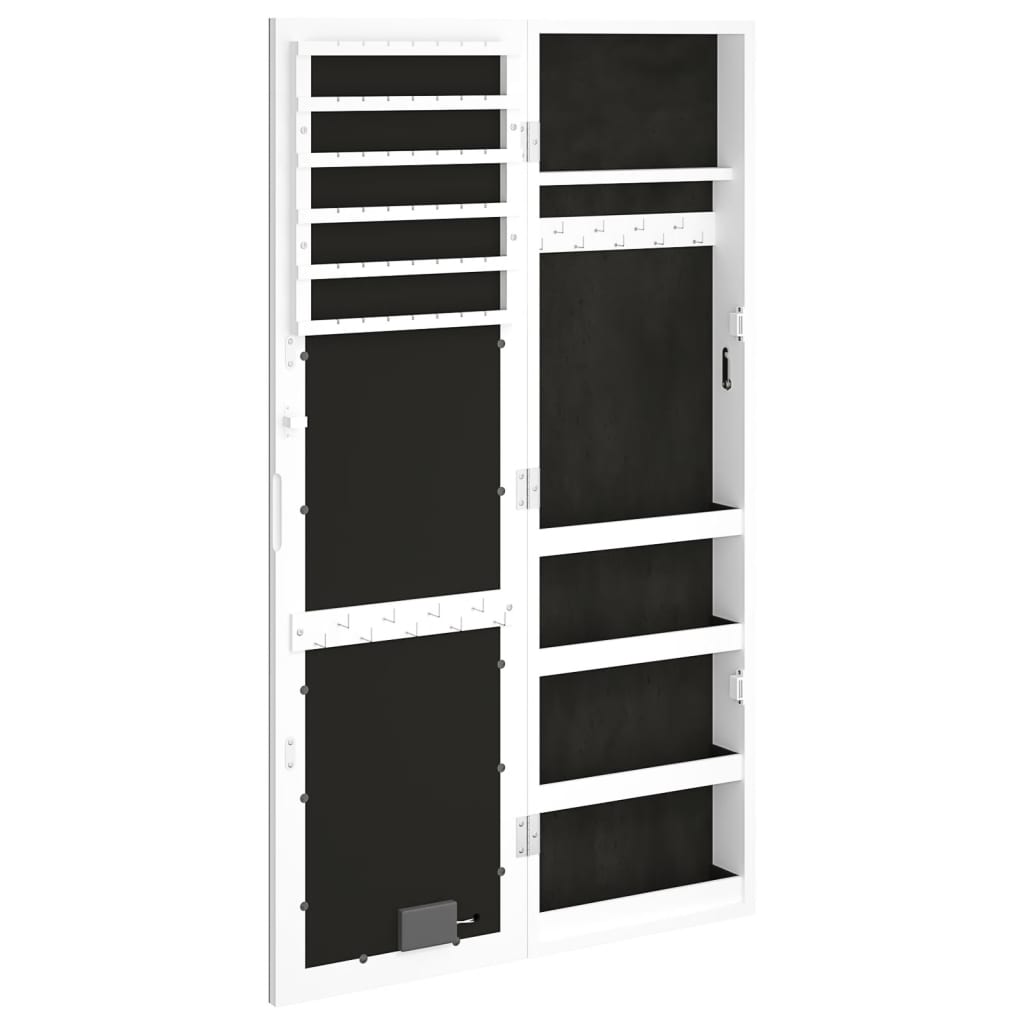 vidaXL Mirror Jewellery Cabinet with LED Lights Wall Mounted White