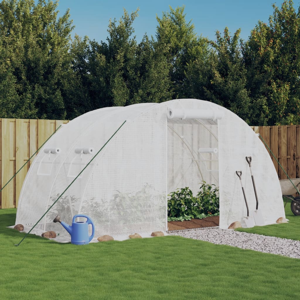 vidaXL Greenhouse with Steel Frame White 8 m² 4x2x2 m