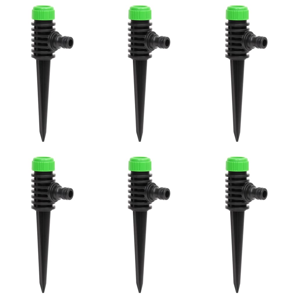vidaXL Rotating Sprinklers 6 pcs Green and Black 3x6x19.5 cm ABS & PP