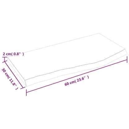 vidaXL Wall Shelf 60x30x2 cm Untreated Solid Wood Oak