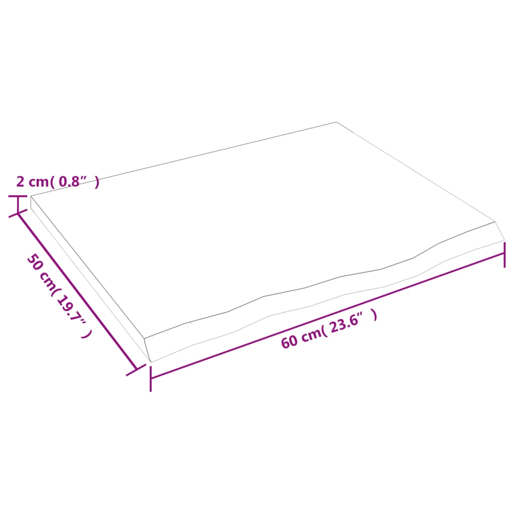 vidaXL Wall Shelf 60x50x2 cm Untreated Solid Wood Oak