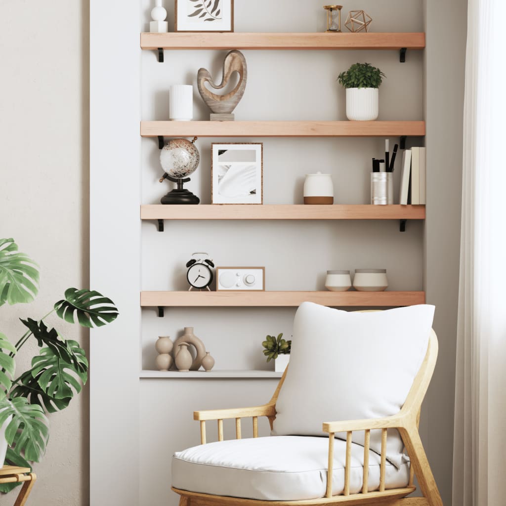 vidaXL Wall Shelf 80x10x6 cm Untreated Solid Wood Oak