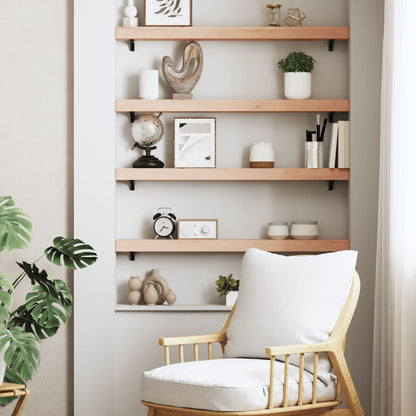 vidaXL Wall Shelf 80x10x6 cm Untreated Solid Wood Oak