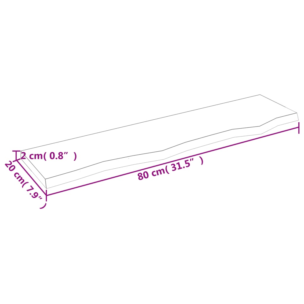 vidaXL Wall Shelf 80x20x2 cm Untreated Solid Wood Oak