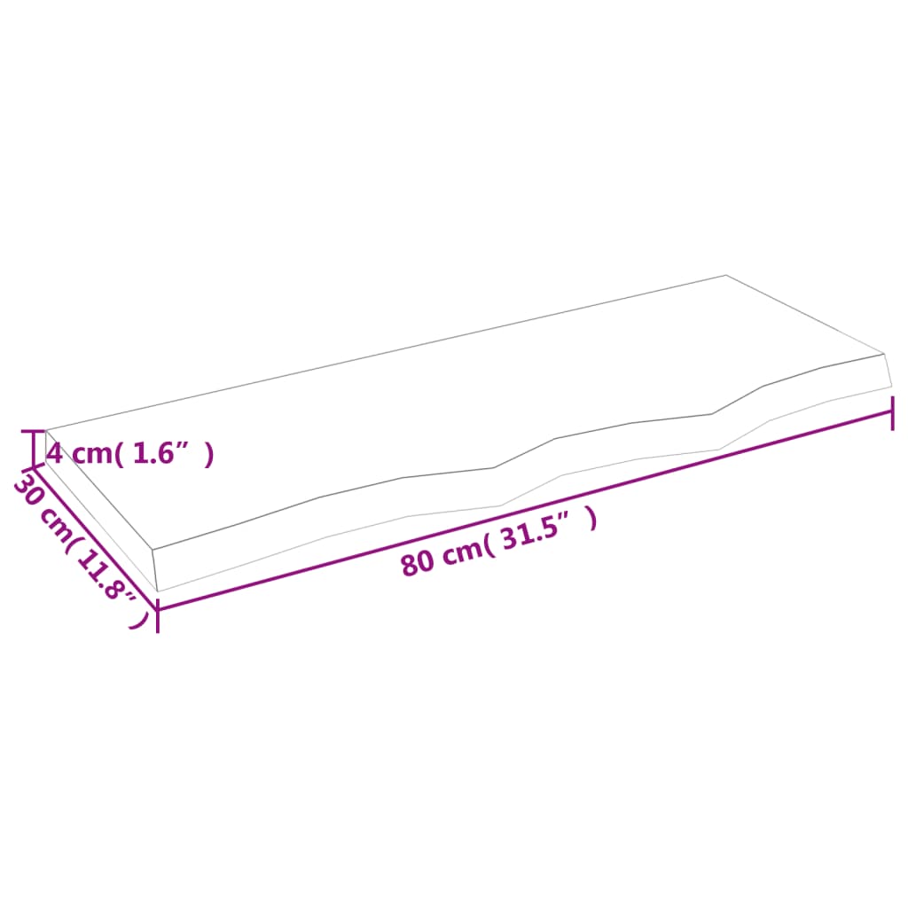 vidaXL Wall Shelf 80x30x(2-4) cm Untreated Solid Wood Oak