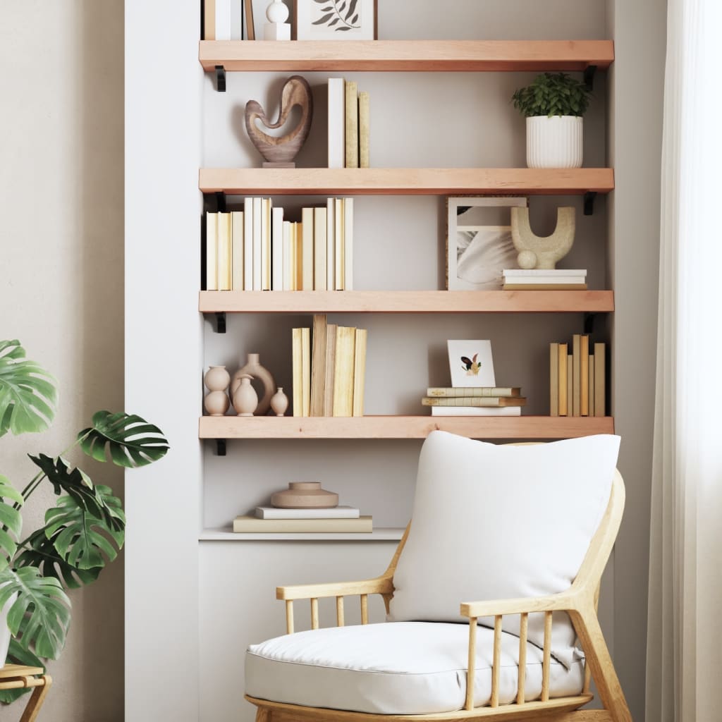 vidaXL Wall Shelf 80x30x(2-6) cm Untreated Solid Wood Oak