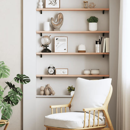vidaXL Wall Shelf 100x10x2 cm Untreated Solid Wood Oak