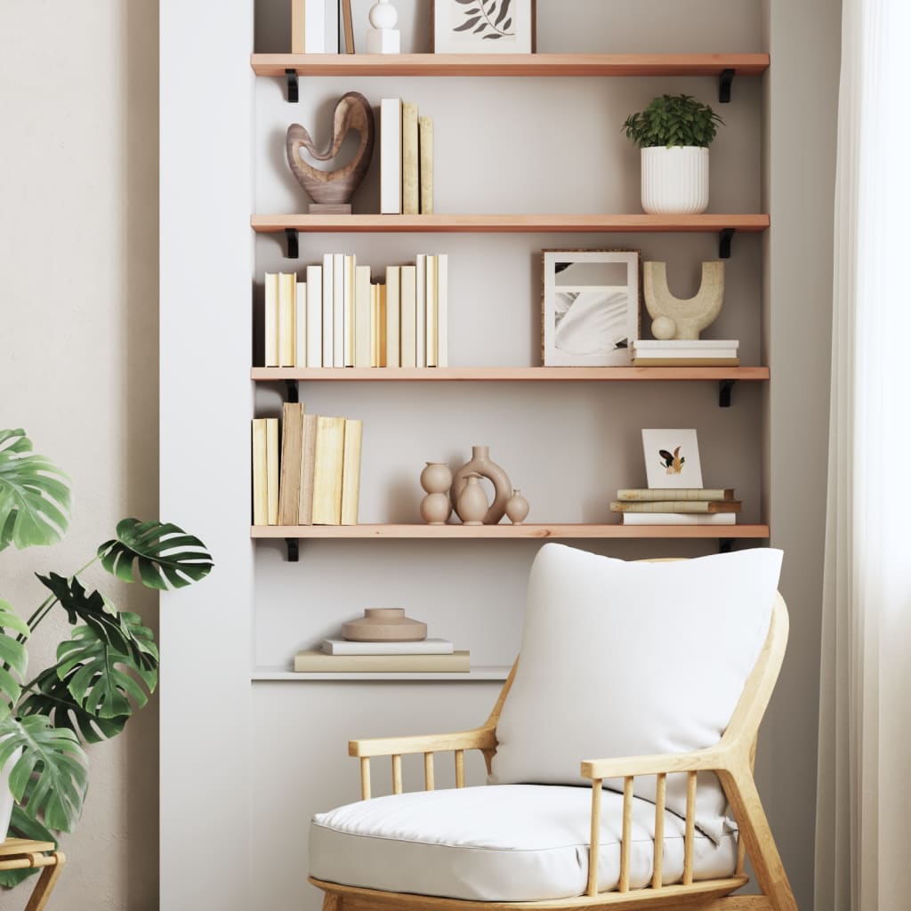 vidaXL Wall Shelf 100x20x2 cm Untreated Solid Wood Oak