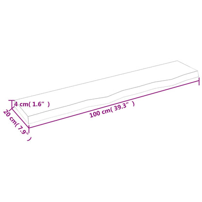 vidaXL Wall Shelf 100x20x4 cm Untreated Solid Wood Oak