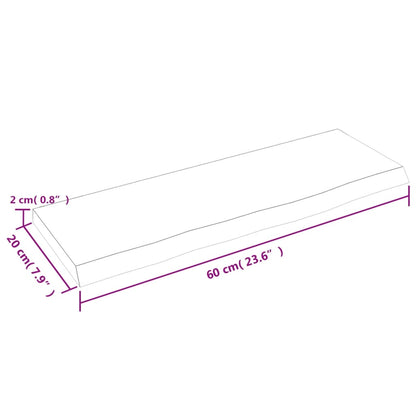 vidaXL Wall Shelf Light Brown 60x20x2 cm Treated Solid Wood Oak