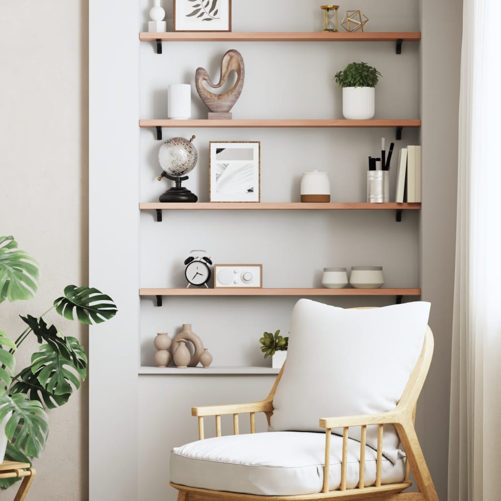 vidaXL Wall Shelf Light Brown 80x10x2 cm Treated Solid Wood Oak