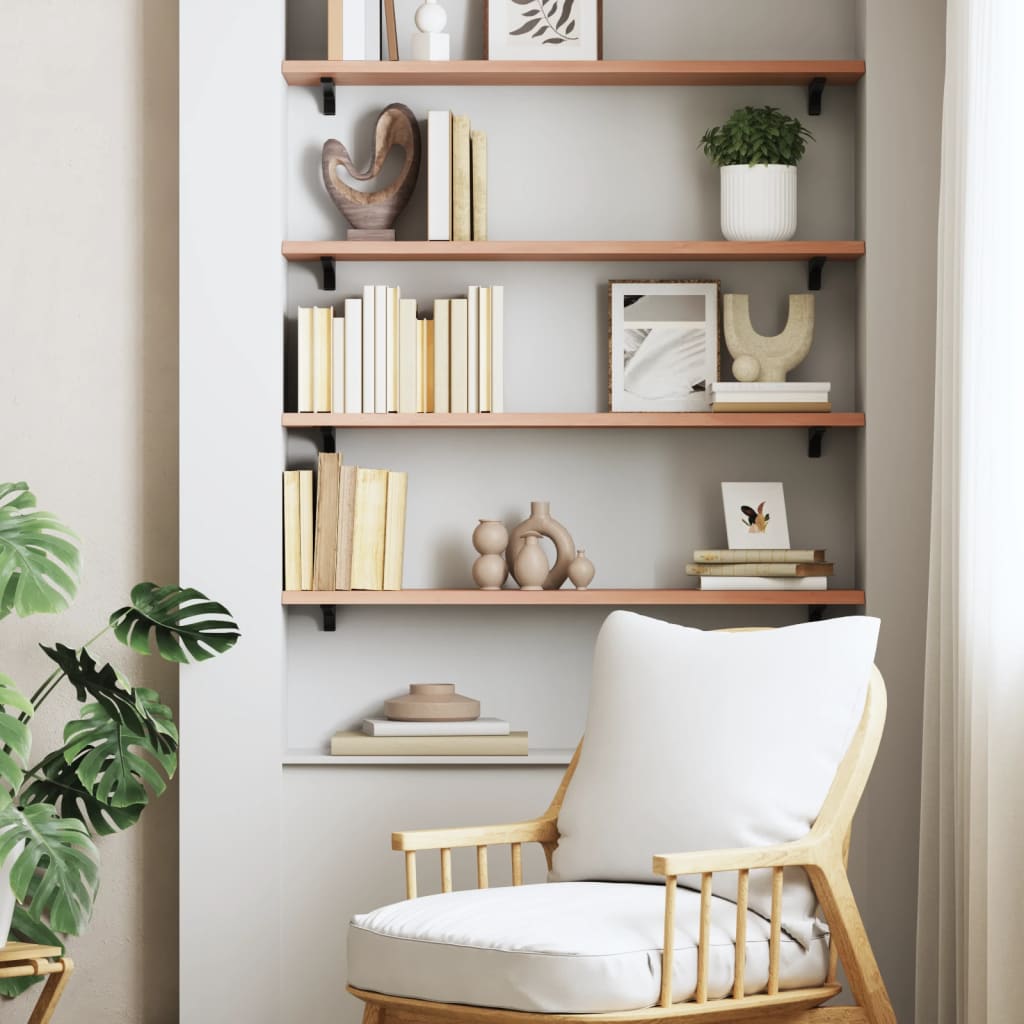 vidaXL Wall Shelf Light Brown 80x20x2 cm Treated Solid Wood Oak