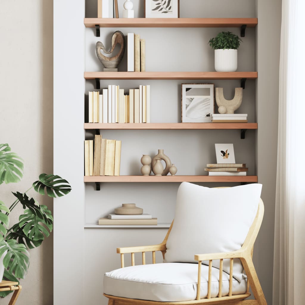 vidaXL Wall Shelf Light Brown 80x20x4 cm Treated Solid Wood Oak