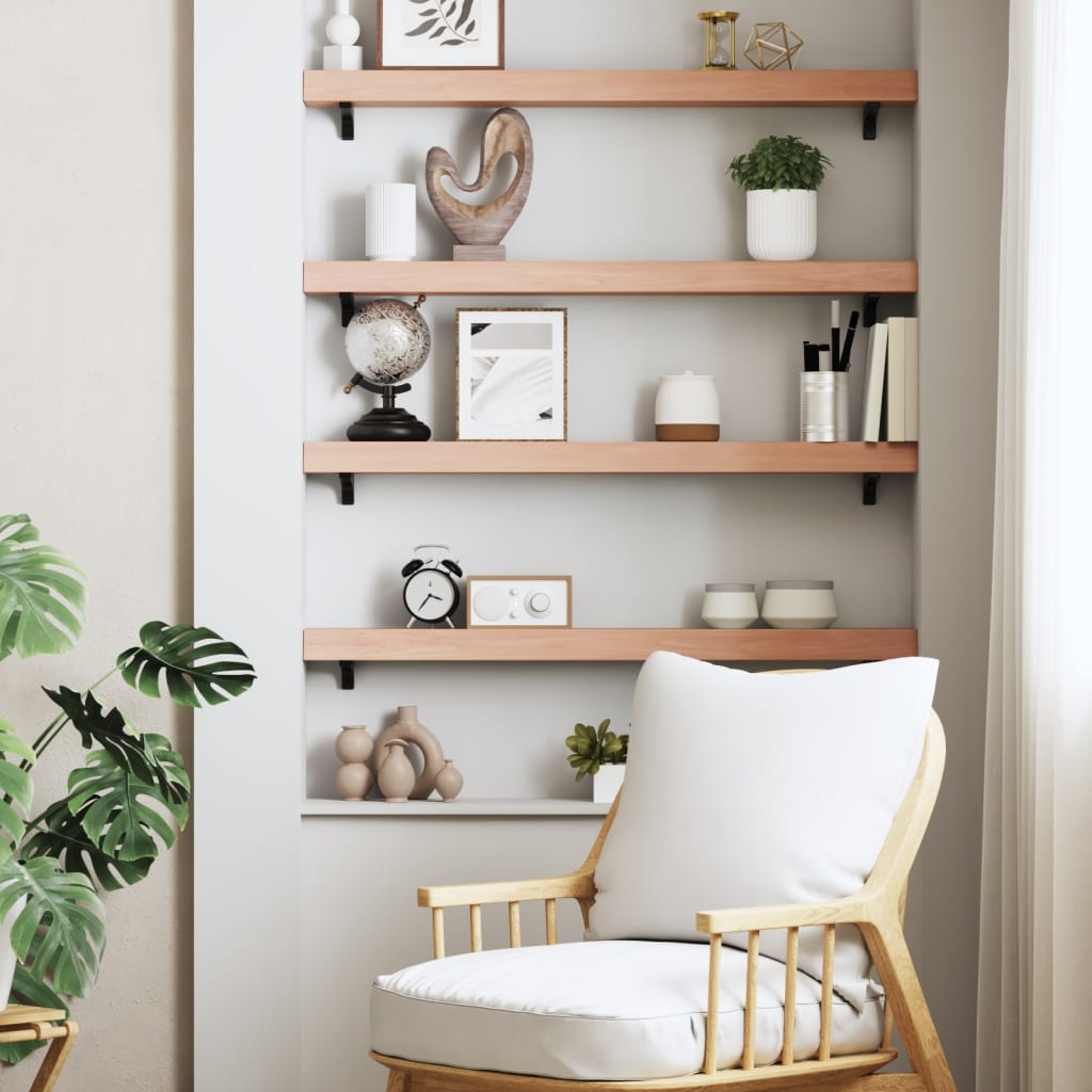 vidaXL Wall Shelf Light Brown 100x10x6 cm Treated Solid Wood Oak