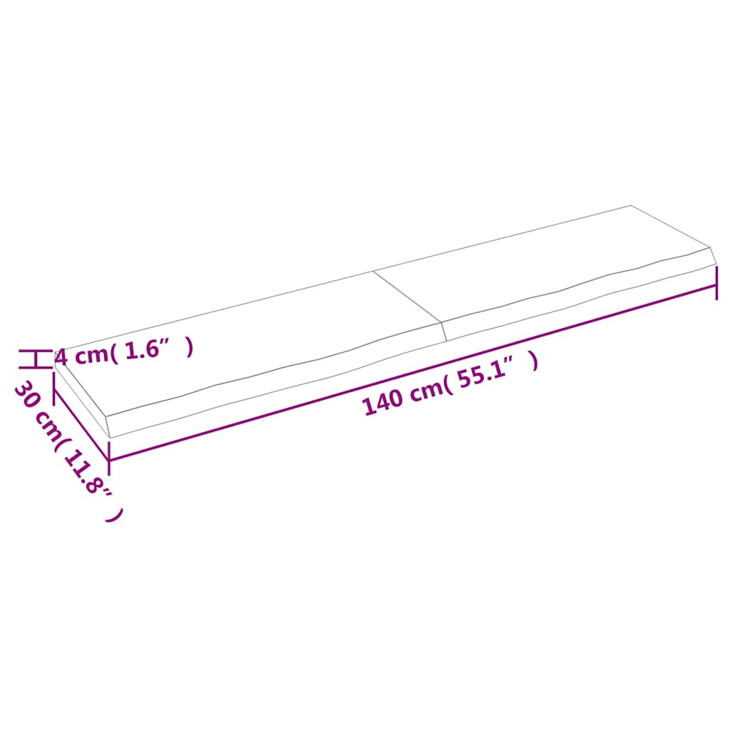 vidaXL Wall Shelf Light Brown 140x30x(2-4) cm Treated Solid Wood Oak