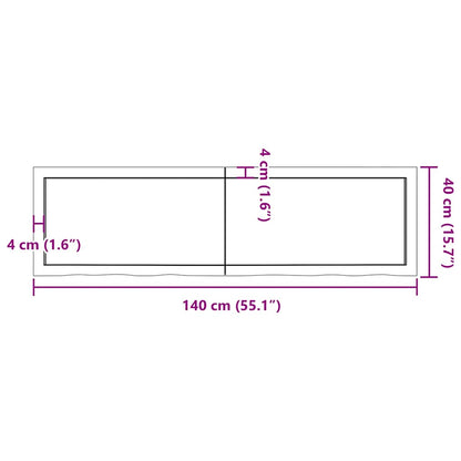 vidaXL Wall Shelf Light Brown 140x40x(2-4) cm Treated Solid Wood Oak