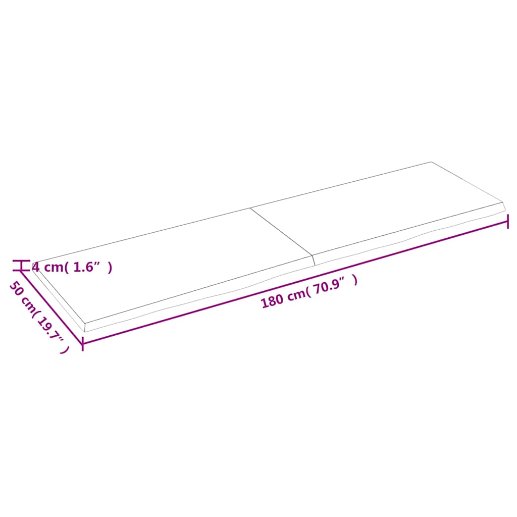 vidaXL Wall Shelf Light Brown 180x50x(2-4) cm Treated Solid Wood Oak