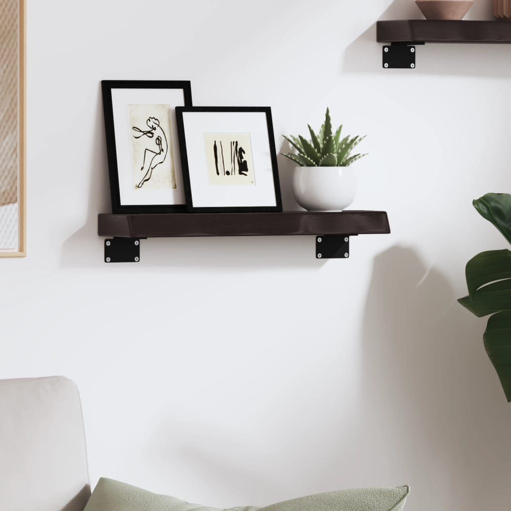 vidaXL Wall Shelf Dark Brown 40x10x4 cm Treated Solid Wood Oak