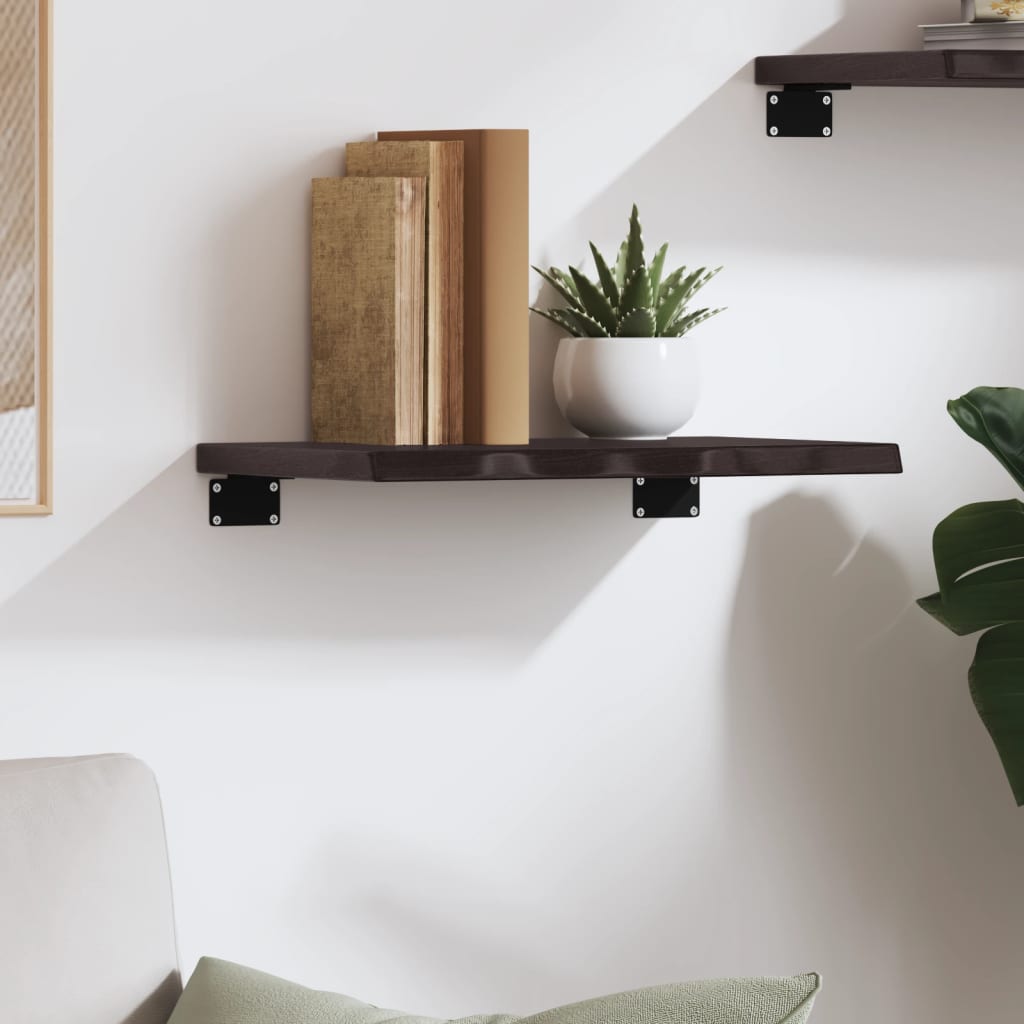 vidaXL Wall Shelf Dark Brown 40x20x2 cm Treated Solid Wood Oak