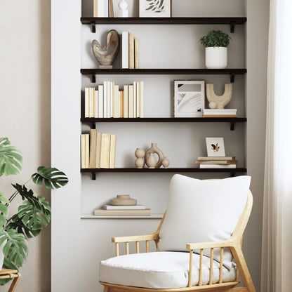 vidaXL Wall Shelf Dark Brown 80x20x2 cm Treated Solid Wood Oak