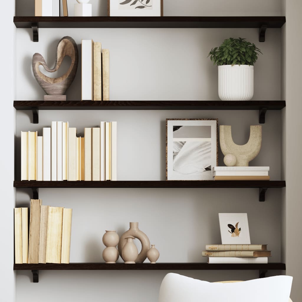 vidaXL Wall Shelf Dark Brown 80x20x2 cm Treated Solid Wood Oak