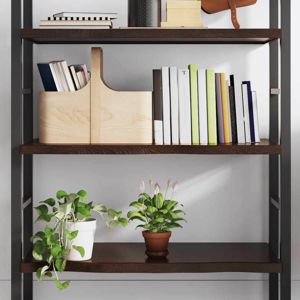 vidaXL Wall Shelf Dark Brown 100x50x(2-4) cm Treated Solid Wood Oak