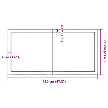 vidaXL Wall Shelf Dark Brown 120x60x(2-4) cm Treated Solid Wood Oak